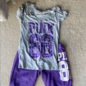 VS PINK loungewear purple and gray set
